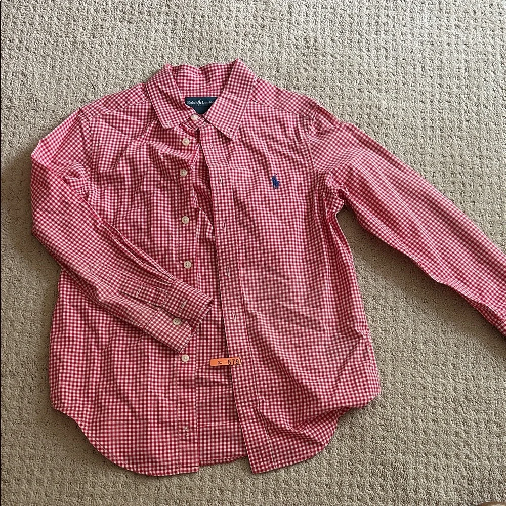 Ralph Lauren Red & White Gingham Button-Down Shirt for Kids